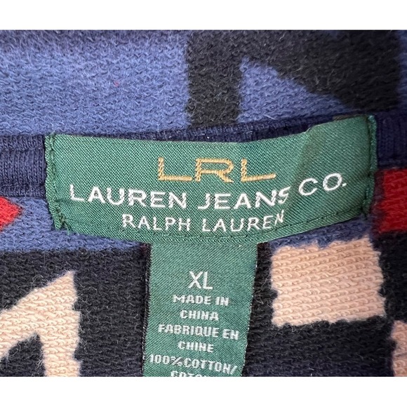 Lauren Ralph Lauren Shirt Womens XL Red Aztec Print Fleece Long Sleeve* - Picture 10 of 13